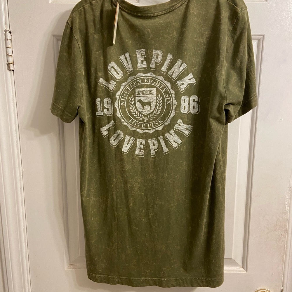 PINK Victoria's Secret Olive Green Short Sleeve Tee